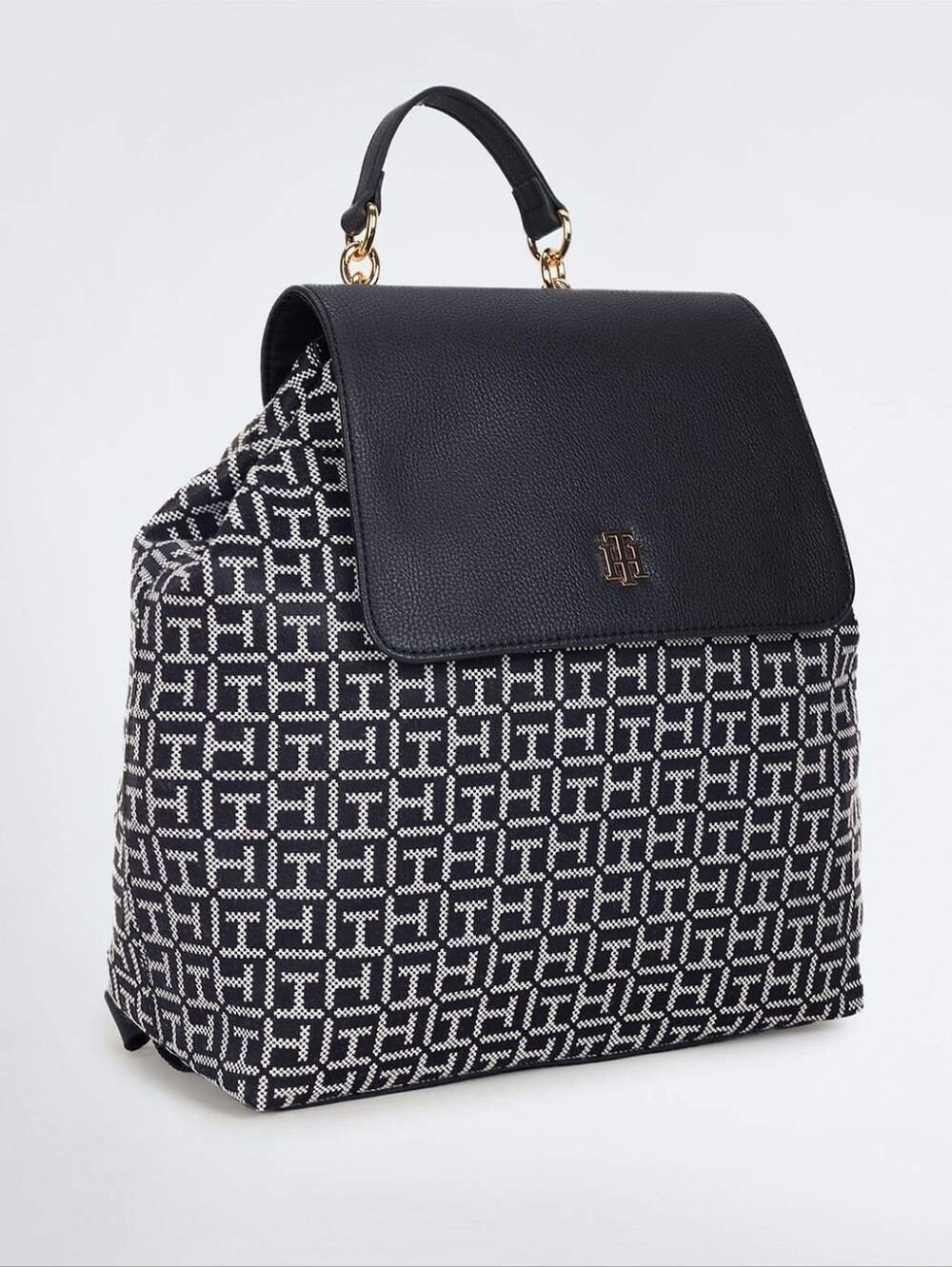 New Tommy Hilfiger Chloe II Flap Backpack Navy Blue & White